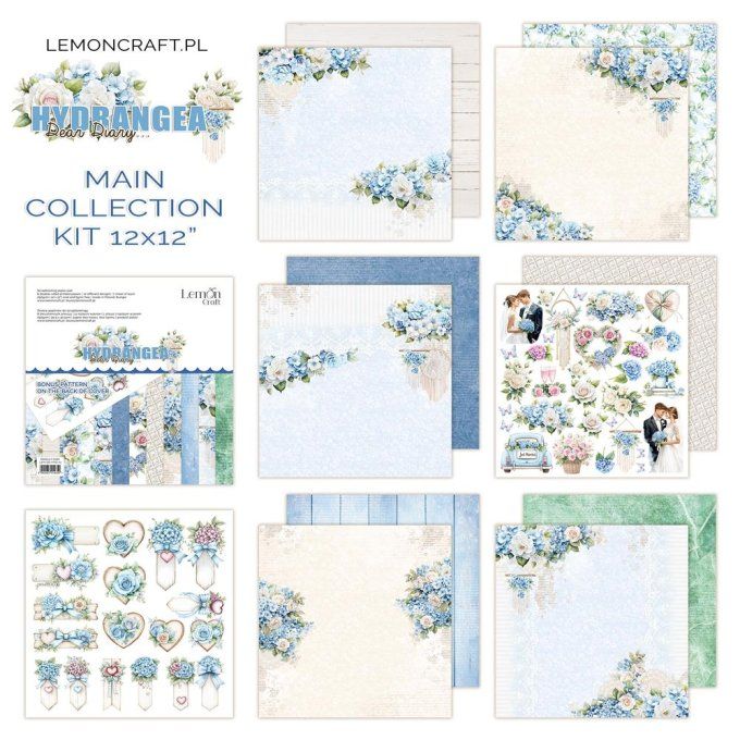 LemonCraft - Bloc de 6 feuilles, 30x30cm - Hydrangea - 250g 