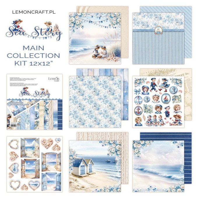 LemonCraft - Bloc de 6 feuilles, 30x30cm - Sea story - 250g