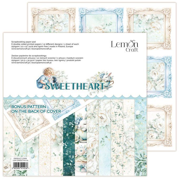 LemonCraft - Bloc de 6 feuilles, 30x30cm - Sweetheart - 250g