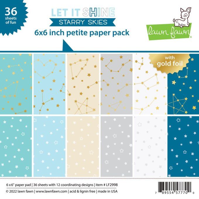 Bloc de 36 feuilles Lawn Fawn, 15x15cm - motif recto - let it shine