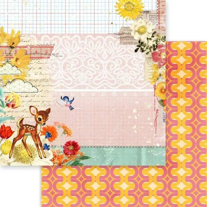 Ensemble de 18 feuilles, format 20x20cm, Memory-Place, My deer friend - motif recto verso