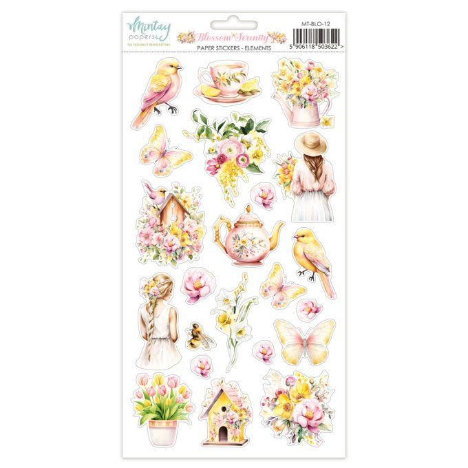 1 planche de stickers, format : 15x30cm, Collection Blossom Serenity