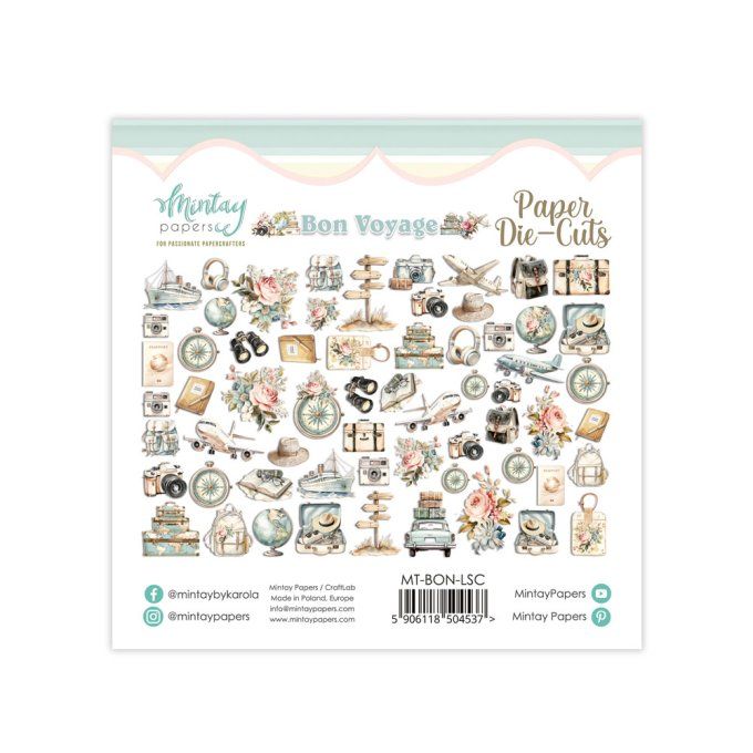 Ensemble de 60 die-cuts, Collection Bon voyage