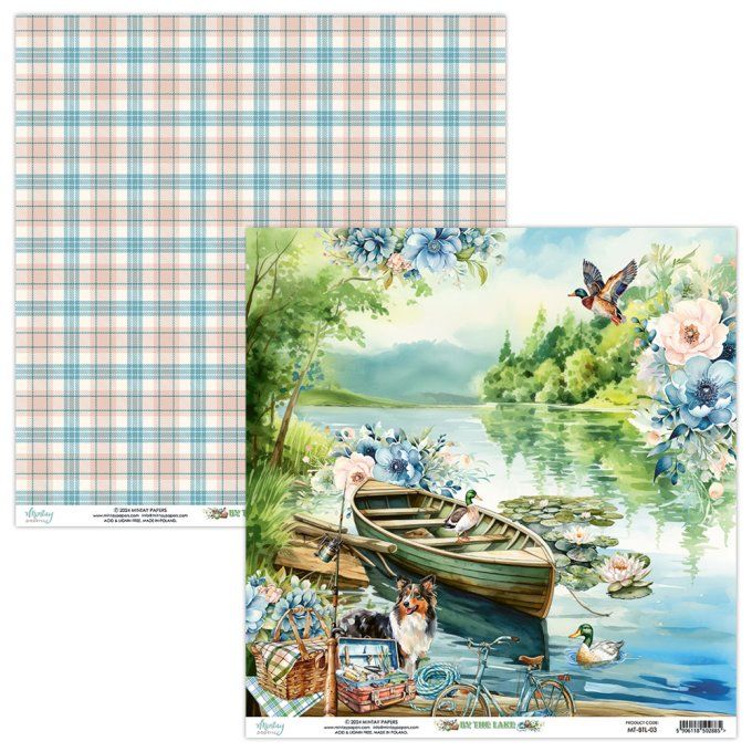 Ensemble de 12 feuilles, format 30.5x30.5cm, Collection By the lake , motif recto verso, 250g