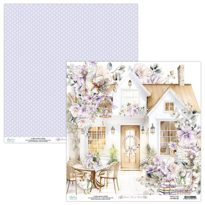 Ensemble de 12 feuilles, format 30.5x30.5cm, Collection Home Sweet Home, motif recto verso, 250g