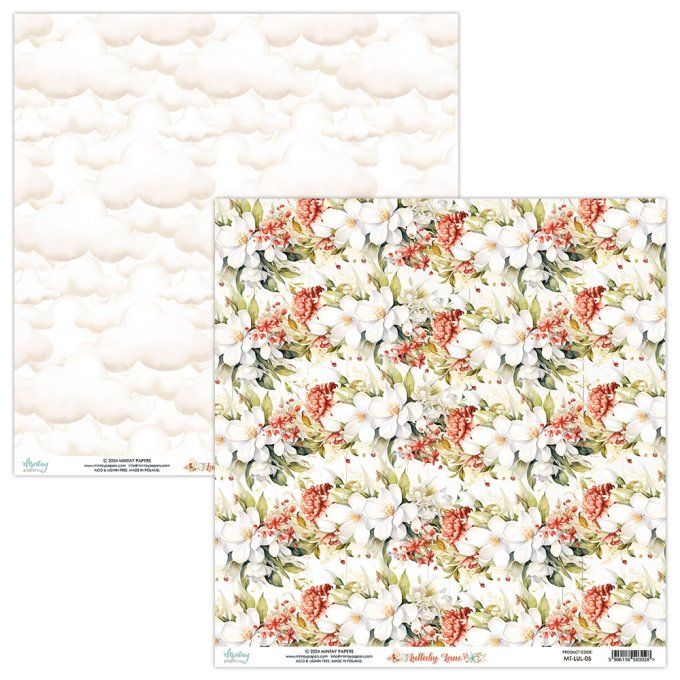 Ensemble de 12 feuilles, format 30.5x30.5cm, Collection Lullaby lane , motif recto verso, 250g