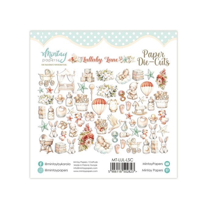 Ensemble de 60 die-cuts, Collection Lullaby lane