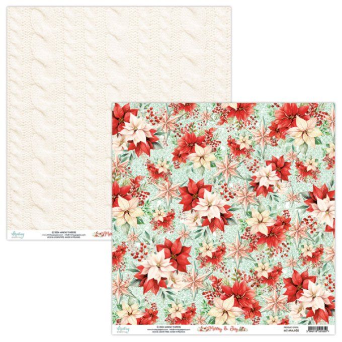 Ensemble de 12 feuilles, format 30.5x30.5cm, Collection Merry & Joy, motif recto verso, 250g