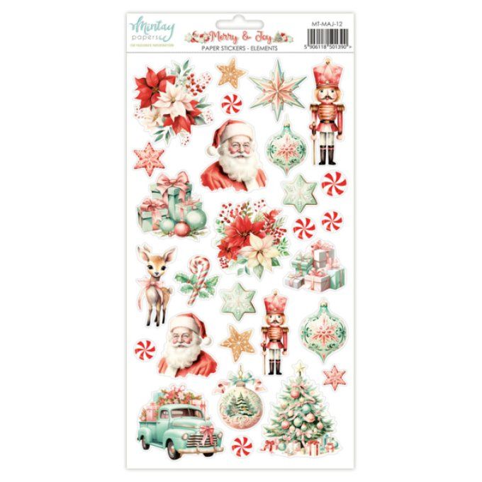 1 planche de stickers, format : 15x30cm, Collection Merry & Joy