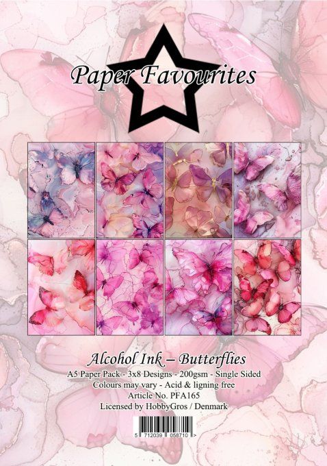 Bloc de 24 feuilles Paper Favourite, Format A5, butterflies