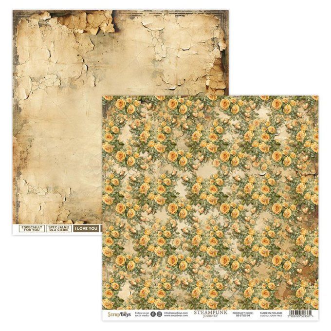 Ensemble de 24 feuilles 15x15cm, Scrapboys, Steampunk journey - 250gsm