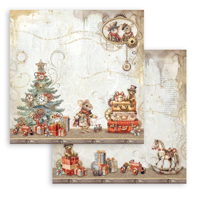 Papier scrapbooking, 30.5x30.5cm, Gear up for christmas, Stamperia