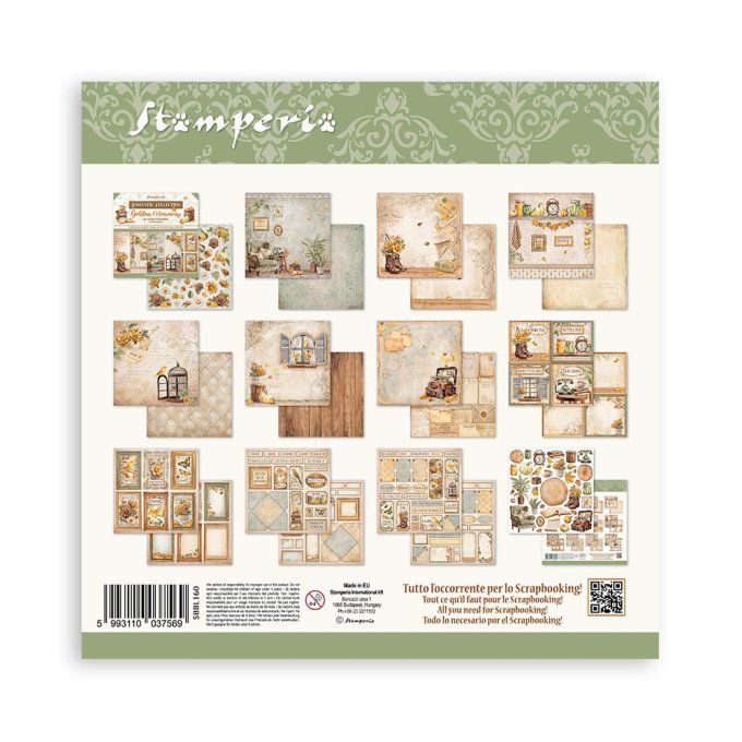 Papier scrapbooking, 30.5x30.5cm, Golden Harmony  - Stamperia - 10 feuilles