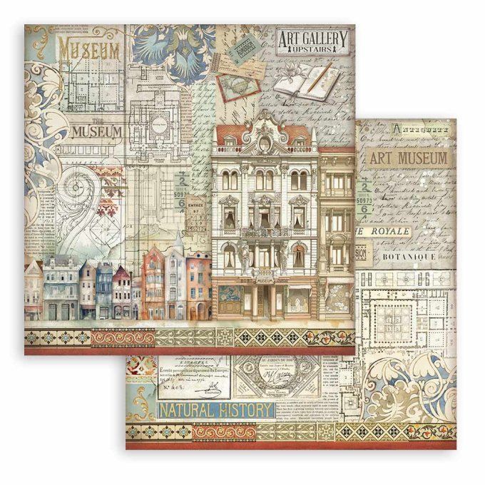 Papier scrapbooking, 30.5x30.5cm, Art of travelling, Stamperia - 10 feuilles