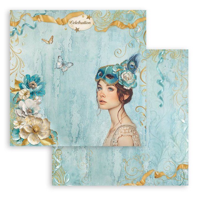 Papier scrapbooking, 30.5x30.5cm, Masquerade, Stamperia - 10 feuilles