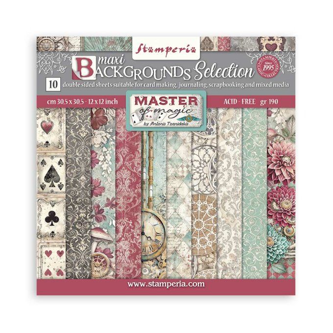 Papier scrapbooking, 30.5x30.5cm, Master of magic  - Stamperia - 10 feuilles - Background