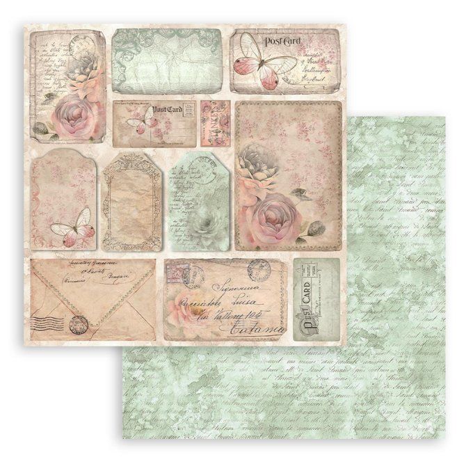 Collection Shabby rose, 20x20cm - 10 feuilles motif recto verso - Stamperia 