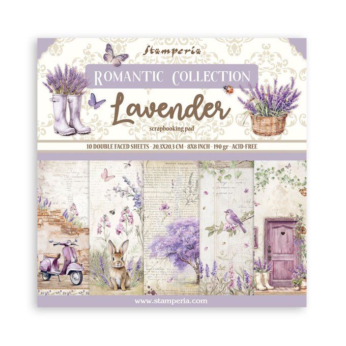 Papier scrapbooking, 20x20cm, Lavender