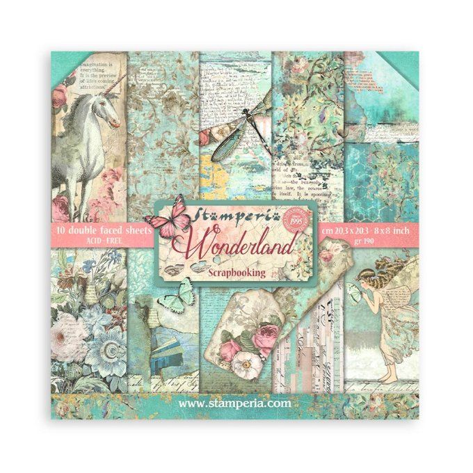 Papier scrapbooking, 20x20cm, Wonderland  - Stamperia