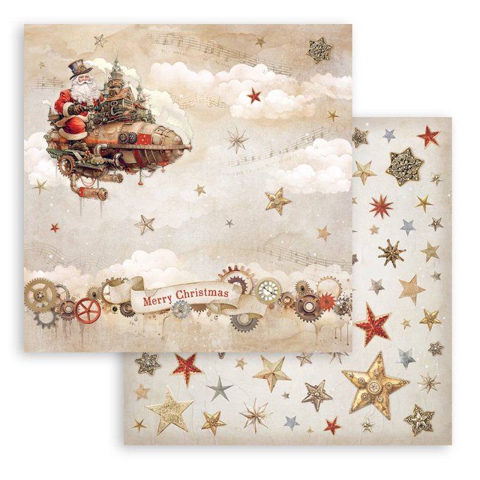 Papier scrapbooking, 20x20cm, Gear up for christmas