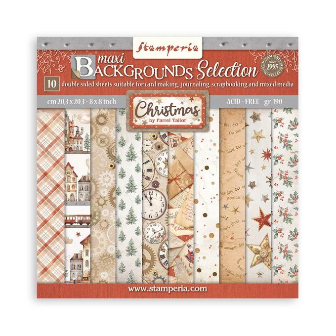 Papier scrapbooking, 20x20cm, Gear up for christmas - background