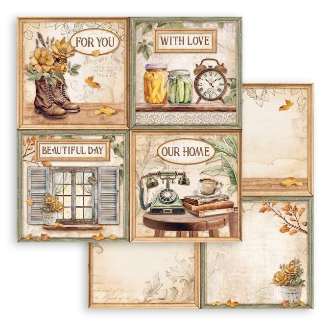 Papier scrapbooking, 20x20cm, Golden Harmony - Stamperia - 10 feuilles