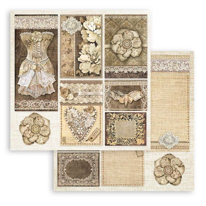 Papier scrapbooking, 20x20cm, Old lace - Stamperia - 10 feuilles