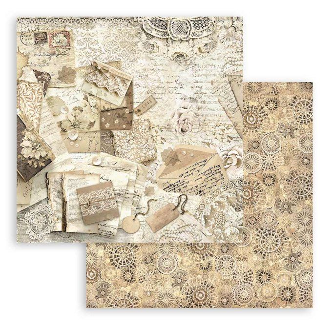 Papier scrapbooking, 20x20cm, Old lace - Stamperia - 10 feuilles