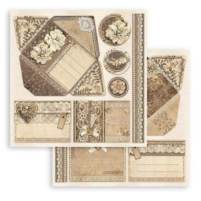 Papier scrapbooking, 20x20cm, Old lace - Stamperia - 10 feuilles