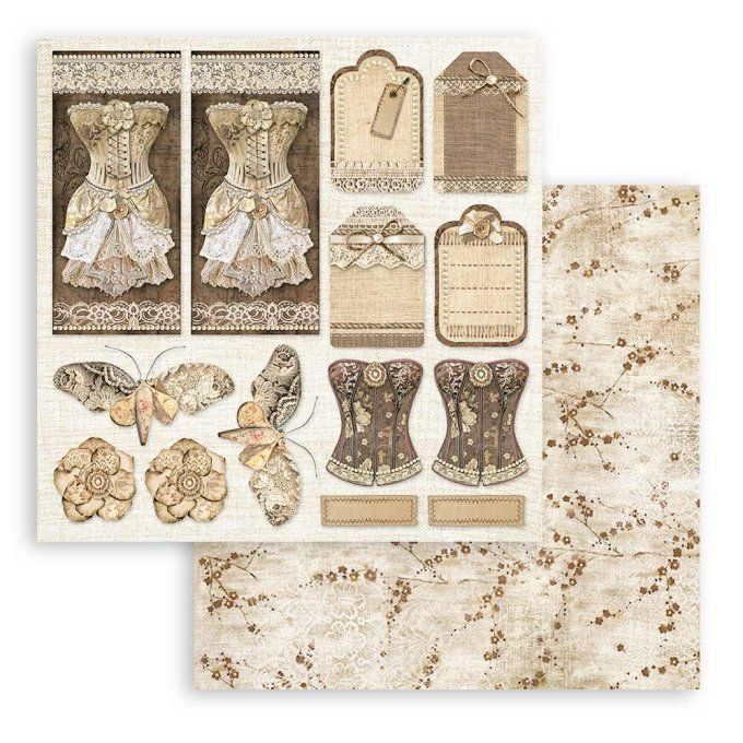 Papier scrapbooking, 20x20cm, Old lace - Stamperia - 10 feuilles