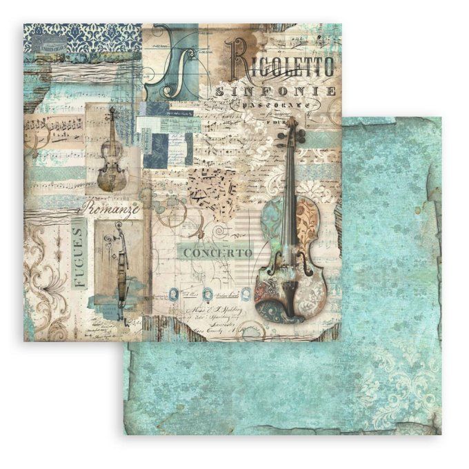 Papier scrapbooking, 20x20cm, Music - Stamperia - 10 feuilles