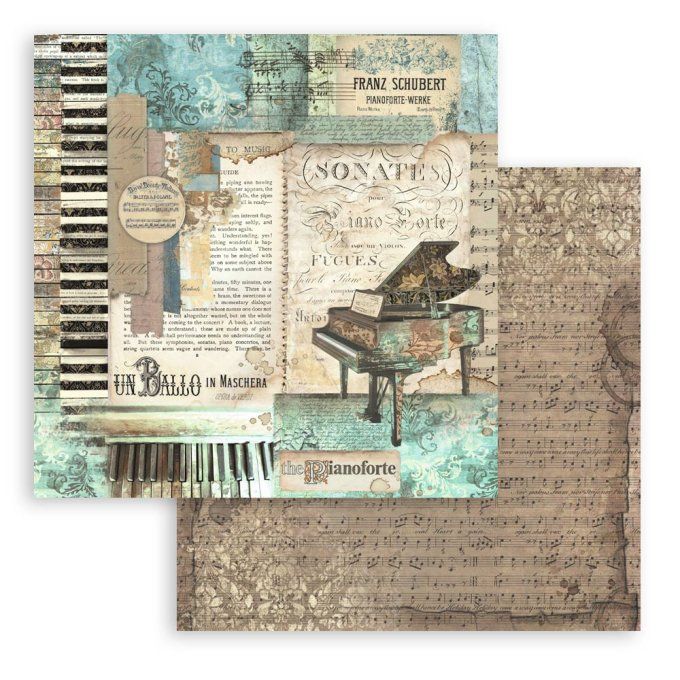 Papier scrapbooking, 20x20cm, Music - Stamperia - 10 feuilles