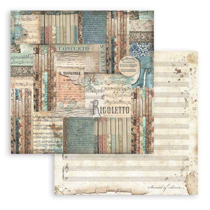 Papier scrapbooking, 20x20cm, Music - Stamperia - 10 feuilles