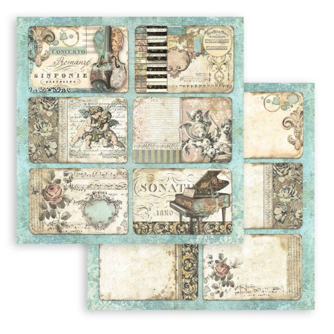 Papier scrapbooking, 20x20cm, Music - Stamperia - 10 feuilles