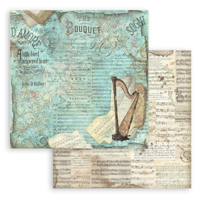 Papier scrapbooking, 20x20cm, Music - Stamperia - 10 feuilles