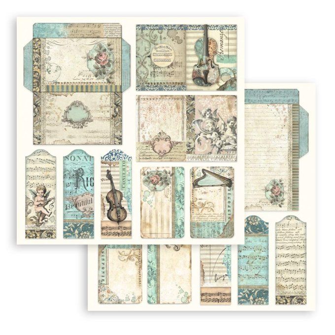 Papier scrapbooking, 20x20cm, Music - Stamperia - 10 feuilles