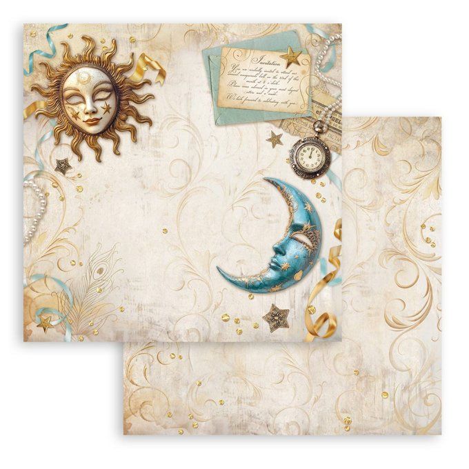 Papier scrapbooking, 20x20cm, Masquerade - Stamperia - 10 feuilles