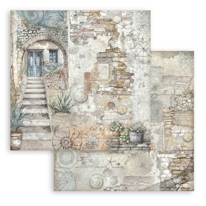 Papier scrapbooking, 20x20cm, Silent sea - Stamperia - 10 feuilles 