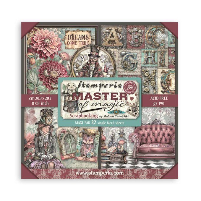 Collection Master of magic, 20x20cm - 22 feuilles motif recto - Stamperia - 190g