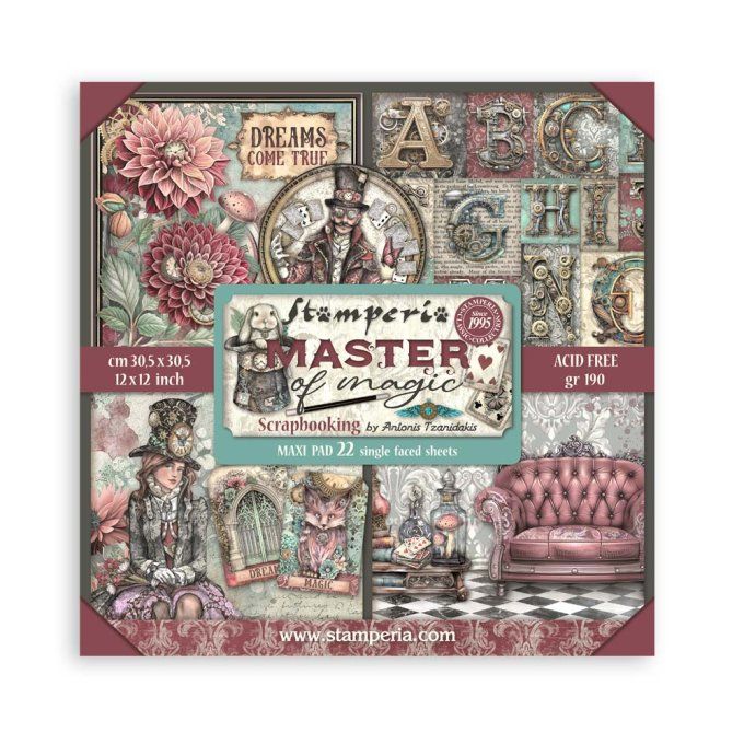 Collection Master of magic, 30x30cm - 22 feuilles motif recto - Stamperia - 190g