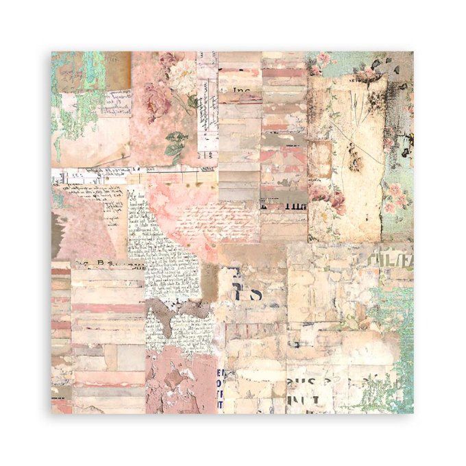 4 tissus polyester, collection : Wonderland - Stamperia - dimension : 30x30cm