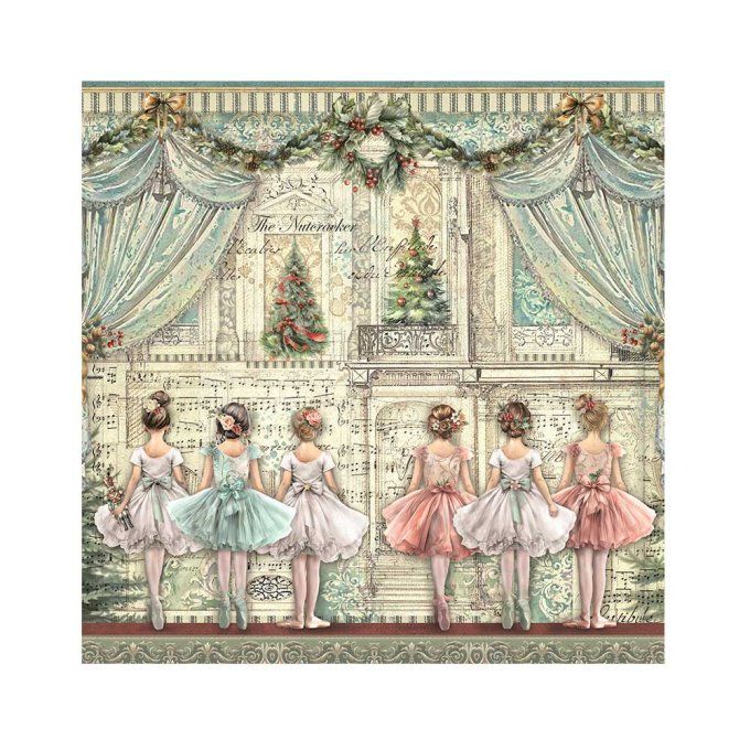 4 tissus polyester, collection : The Nutcracker - Stamperia - dimension : 30x30cm