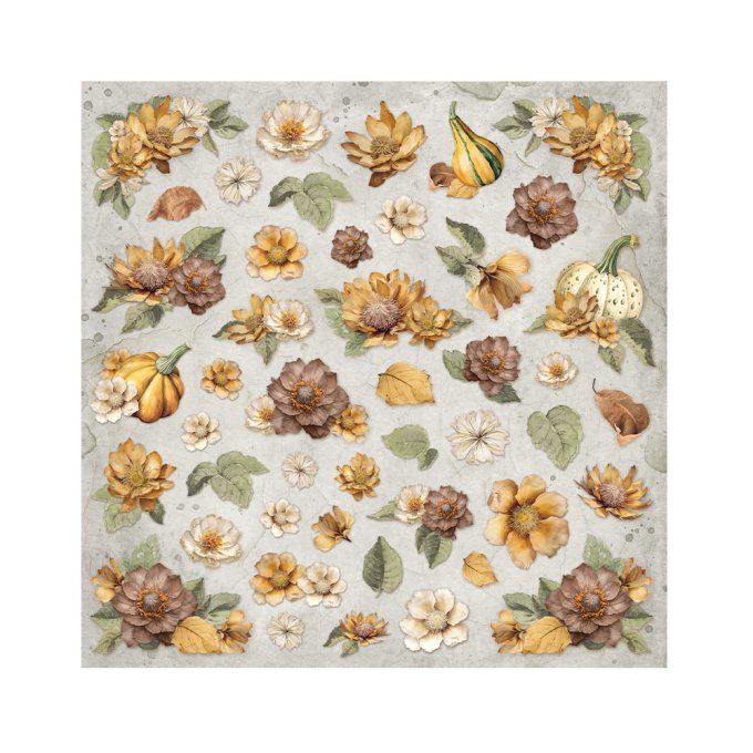 4 tissus polyester, collection : Golden Harmony - Stamperia - dimension : 30x30cm