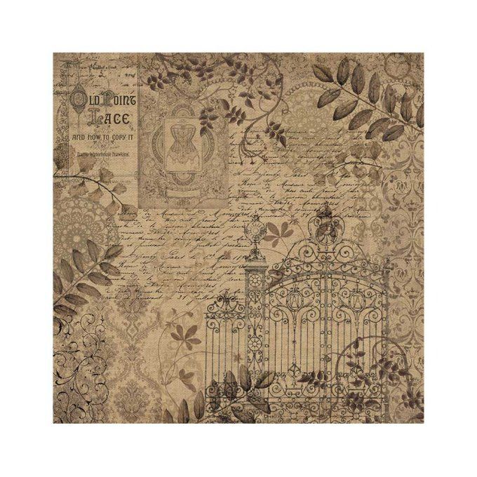 4 tissus polyester, collection : Old lace - Stamperia - dimension : 30x30cm 