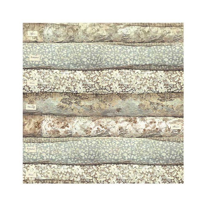 4 tissus polyester, collection : Old lace - Stamperia - dimension : 30x30cm 