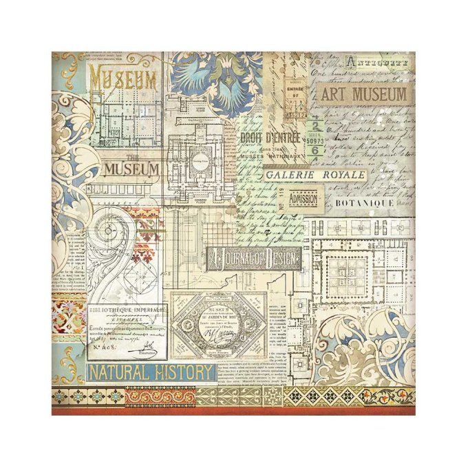 4 tissus polyester, collection : Art of travelling - Stamperia - dimension : 30x30cm