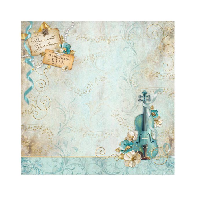 4 tissus polyester, collection : Masquerade - Stamperia - dimension : 30x30cm 