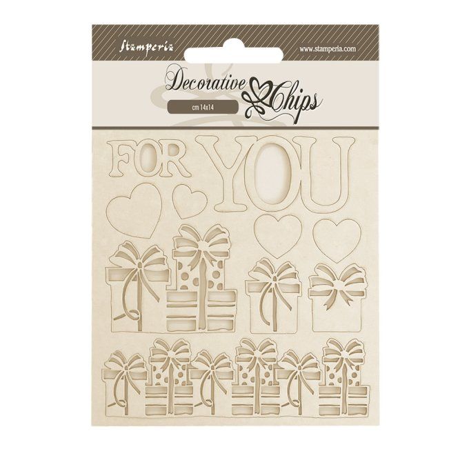 Stamperia, planche de chipboards - dimension 14x14cm - Gear up for christmas