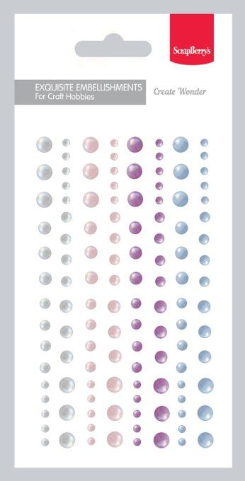 120 stickers demi-perles, pearl, 4 couleurs - diamètre de 3 à 6mm