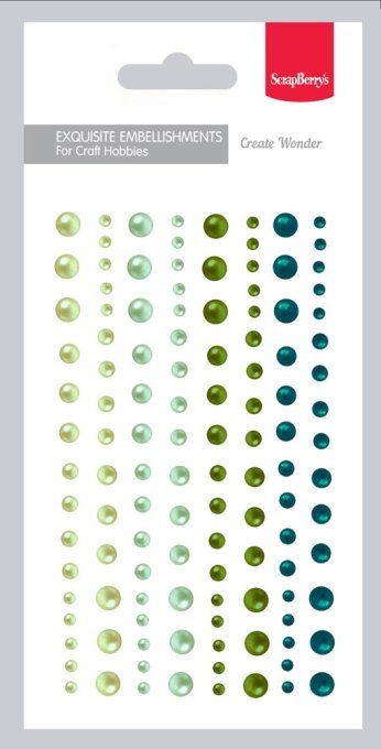 120 stickers demi-perles, pearl, 4 couleurs - diamètre de 3 à 6mm 